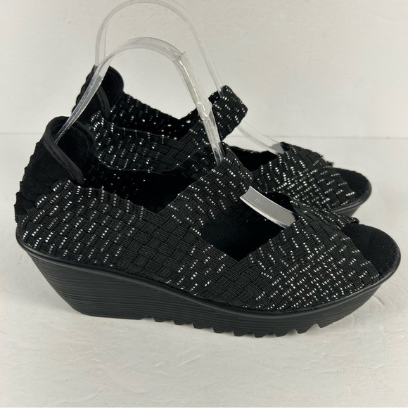 bernie mev comfy Stylish Black Wedge Sandals 39 - Picture 5 of 8